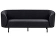 3 Seater Sofa Black Fabric Soft Nubby Black Legs Retro Glam Art Decor Style Beliani