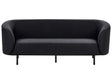 3 Seater Sofa Black Fabric Soft Nubby Black Legs Retro Glam Art Decor Style Beliani