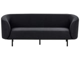 3 Seater Sofa Black Fabric Soft Nubby Black Legs Retro Glam Art Decor Style Beliani