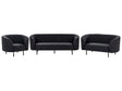 Living Room Set Black Fabric Soft Nubby Black Legs 3 Seater Sofa Loveseat Armchair Retro Glam Art Decor Style Beliani