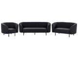 Living Room Set Black Fabric Soft Nubby Black Legs 3 Seater Sofa Loveseat Armchair Retro Glam Art Decor Style Beliani