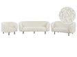 Living Room Set White Boucle Fabric Soft Nubby Black Legs 3 Seater Sofa Loveseat Armchair Retro Glam Art Decor Style Beliani