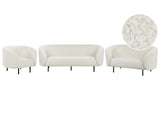 Living Room Set White Boucle Fabric Soft Nubby Black Legs 3 Seater Sofa Loveseat Armchair Retro Glam Art Decor Style Beliani