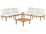 Garden Sofa Set Off-White Cushions Certified Acacia Wood Modern Outdoor 4 Seater Armchairs 1 Table Beliani