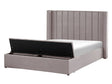 EU Double Size Waterbed Grey Velvet 4ft6 with Mattress High Headrest with Storage Bench Beliani