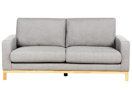 2 Seater Fabric Sofa Grey Living Room Modern Style Light Wood Legs Beliani