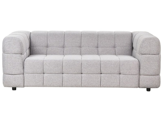 3-Seater Sofa Grey Fabric Upholstery Black Legs 3 Seater Thickly Padded Modern Style Living Room Furniture Beliani