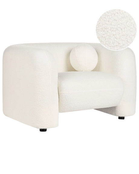 Armchair White Velvet Fabric Soft Nubby with Extra Throw Cushions Retro Glam Art Decor Living Room Beliani