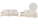 Living Room Set White Boucle 2 Seater 3 Seater Modern Style Light Wood Legs Beliani