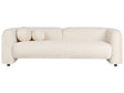 3 Seater Sofa Off-White Velvet Fabric Soft Nubby with Extra Throw Cushions Retro Glam Art Decor Style Beliani