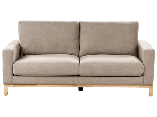 2 Seater Fabric Sofa Taupe Living Room Modern Style Light Wood Legs Beliani