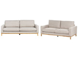 Living Room Set Beige Fabric 2 Seater 3 Seater Modern Style Light Wood Legs Beliani