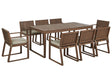 Garden Dining Set Dark Acacia Wood Table 8 Chairs with Taupe Cushions Rustic Style Beliani