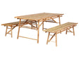 4 Seater Garden Dining Set Bamboo Light Wood Table and 2 Benches Beliani