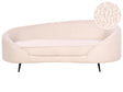Sofa Light Beige Boucle Fabric Glamour Curved Retro Styled 3 Seater with Black Metallic Legs Beliani