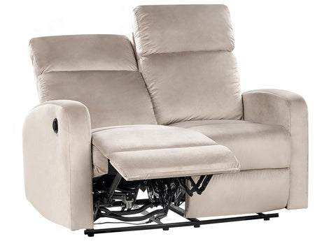 Electric Recliner Sofa Beige Velvet Upholstered 2 Seater Couch Modern Design Relax Function Beliani