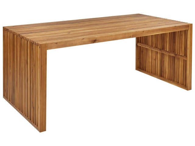 Garden Dining Table Light Acacia Solid Wood 180 x 90 cm 6 Seater Rectangular Indoor Outdoor Rustic Beliani