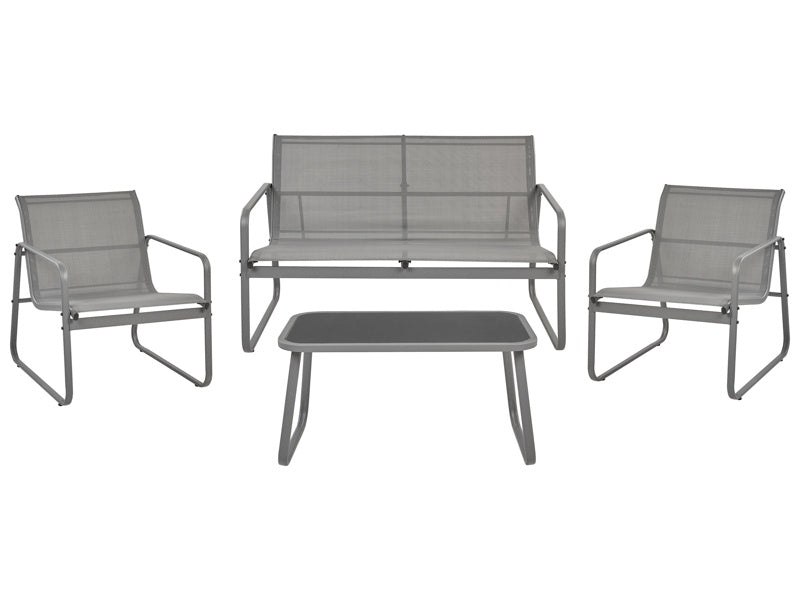 Garden Sofa Set Grey Steel Lounge Set 4 Seater Set with Table Industrial Style Garden Patio Balcony Beliani