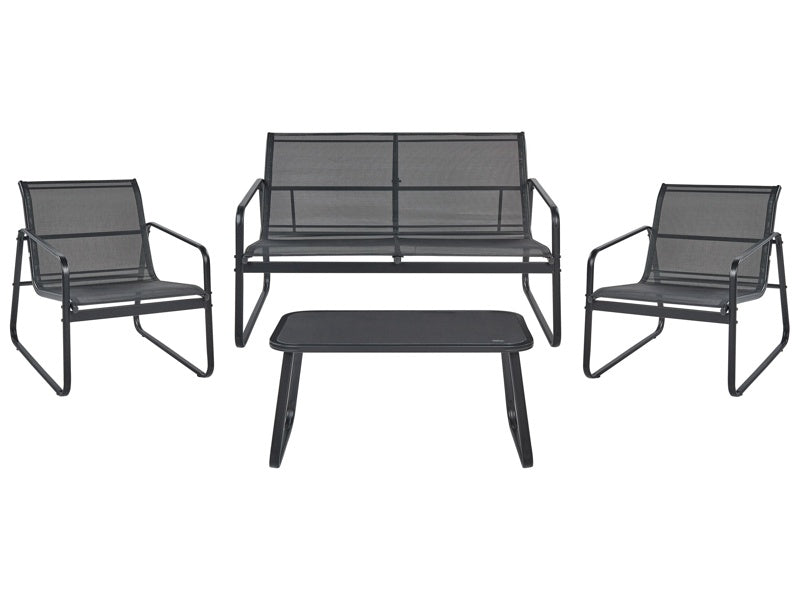 Garden Sofa Set Black Steel Lounge Set 4 Seater Set with Table Industrial Style Garden Patio Balcony Beliani