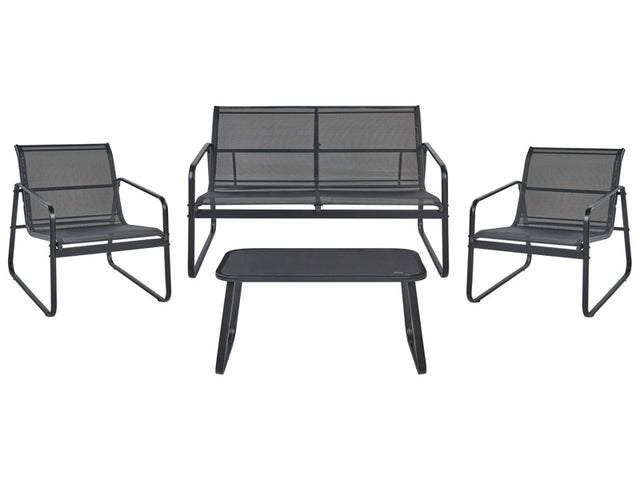 Garden Sofa Set Black Steel Lounge Set 4 Seater Set with Table Industrial Style Garden Patio Balcony Beliani