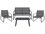 Garden Sofa Set Black Steel Lounge Set 4 Seater Set with Table Industrial Style Garden Patio Balcony Beliani