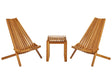 3 Piece Bistro Set Light Solid Acacia 2 Folding Chairs and Tea Table Slatted Design Beliani