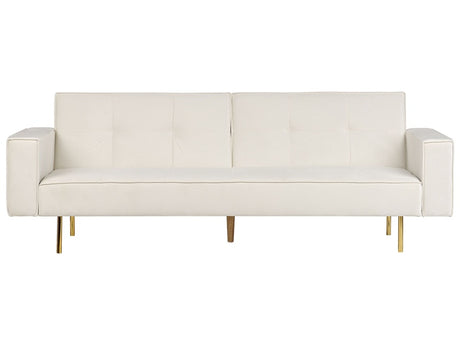 Sofa Bed Off-White Velvet 3 Seater Modern Track Arms Beliani