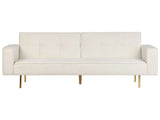 Sofa Bed Off-White Velvet 3 Seater Modern Track Arms Beliani