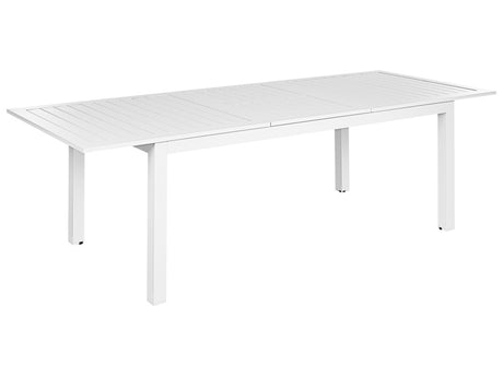 Extending Garden Table White Aluminum 180/240 x 90 cm Outdoor Furniture Beliani