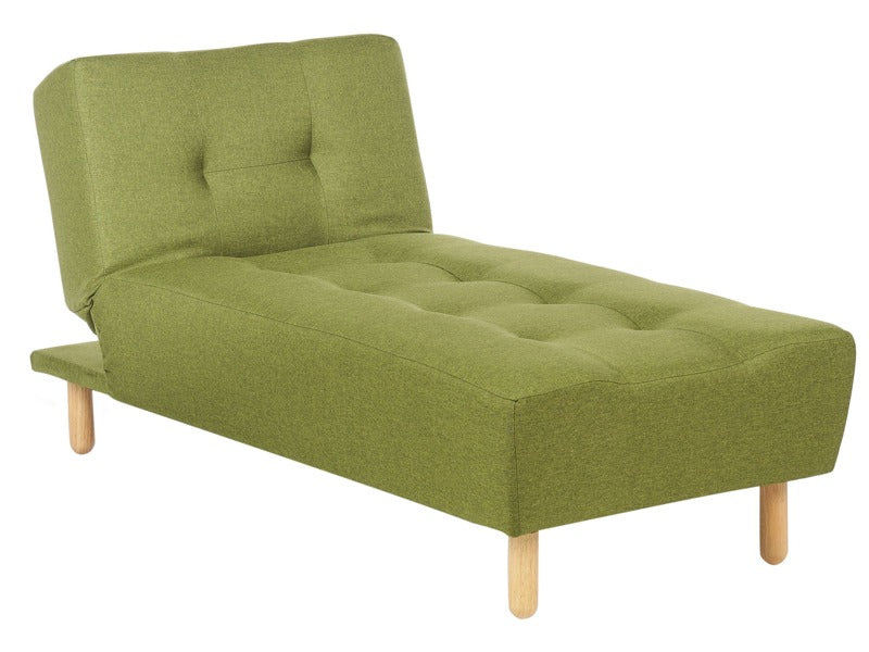 Chaise Lounge Green Fabric Upholstery Light Wood Legs Scandinavian Style Beliani