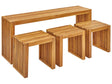 Garden Dining Set 4 Pieces Light Solid Acacia Wood Rectangular Table 3 Stools Indoor Outdoor Rustic Style Modern Design Beliani