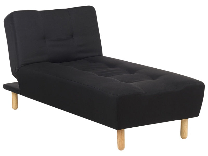 Chaise Lounge Black Fabric Upholstery Light Wood Legs Scandinavian Style Beliani