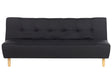 Sofa Bed Black Fabric Upholstery Light Wood Legs 3 Seater Scandinavian Style Beliani