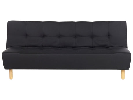 Sofa Bed Black Fabric Upholstery Light Wood Legs 3 Seater Scandinavian Style Beliani