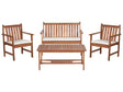 Garden Sofa Set Light Acacia Wood White Cushions 4 Seater Sofa 2 Armchairs with Table Outdoor Conversation Set Beliani