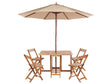 Garden Dining Set 6 Pieces Light Solid Acacia Wood Rectangular Table 4 Chairs with Parasol Outdoor Foldable Rustic Style Modern Design Beliani