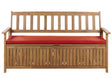 Outdoor Bench with Storage Solid Acacia Wood 3 Seater 160 cm with Red Cushion Beliani