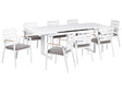 8 Seater Garden Dining Set Grey Aluminium Extending Table Chairs with Seating Pads Outdoor Beliani