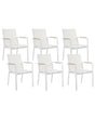 Set of 6 Garden Dining Chairs White Aluminium Frame Synthetic Material Outdoor Modern Design Beliani