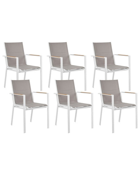 Set of 6 Garden Dining Chairs Grey Aluminium Frame Synthetic Material Outdoor Modern Design Beliani