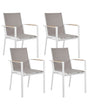 Set of 4 Garden Dining Chairs Grey Aluminium Frame Synthetic Material Outdoor Modern Design Beliani