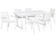 6 Seater Garden Dining Set White Aluminium Extending Table Chairs Outdoor Modern Design Beliani