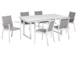 6 Seater Garden Dining Set Grey Aluminium Extending Table Chairs Outdoor Modern Design Beliani