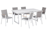 6 Seater Garden Dining Set Grey Aluminium Extending Table Chairs Outdoor Modern Design Beliani
