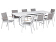 8 Seater Garden Dining Set Grey Aluminium Extending Table Chairs Outdoor Modern Design Beliani