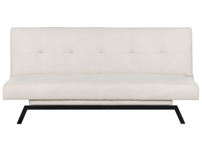 Sofa Bed Off-white Fabric Upholstery 3 Seater Click Clack Mechanism Beliani