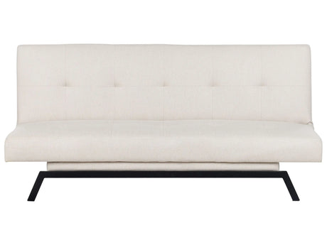 Sofa Bed Off-white Fabric Upholstery 3 Seater Click Clack Mechanism Beliani