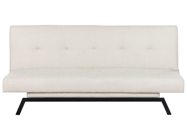 Sofa Bed Off-white Fabric Upholstery 3 Seater Click Clack Mechanism Beliani