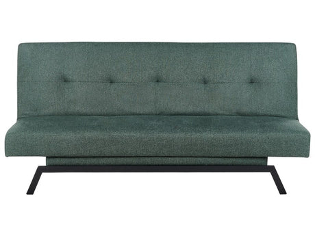 Sofa Bed Green Fabric Upholstery 3 Seater Click Clack Mechanism Beliani