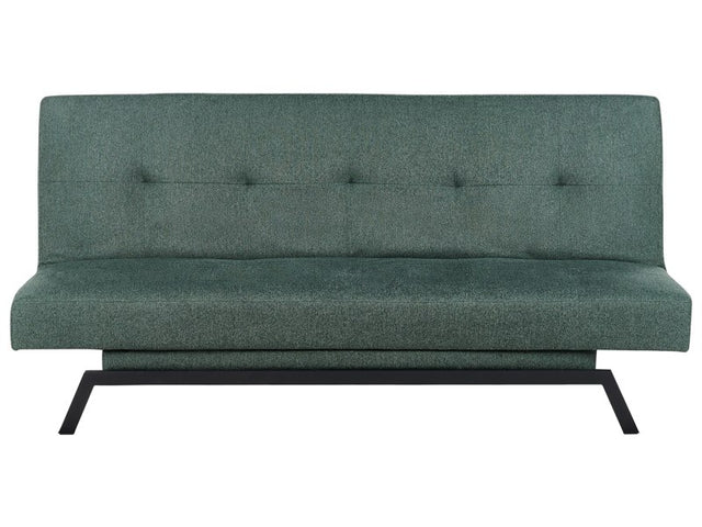 Sofa Bed Green Fabric Upholstery 3 Seater Click Clack Mechanism Beliani